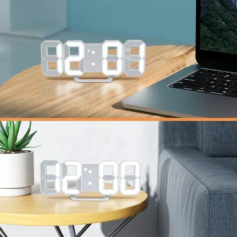 3D LED Digital Alarm Clock Wall Clock Time/date/temperature - HyperAll