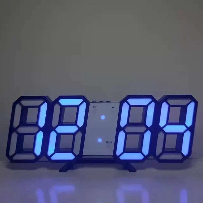 3D LED Digital Alarm Clock Wall Clock Time/date/temperature - HyperAll