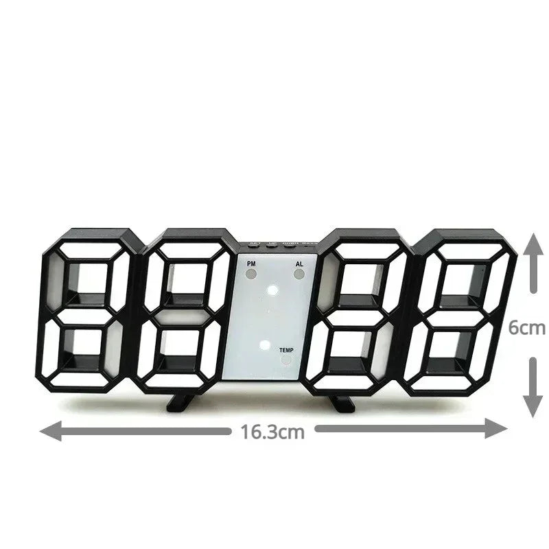 3D LED Digital Alarm Clock Wall Clock Time/date/temperature - HyperAll