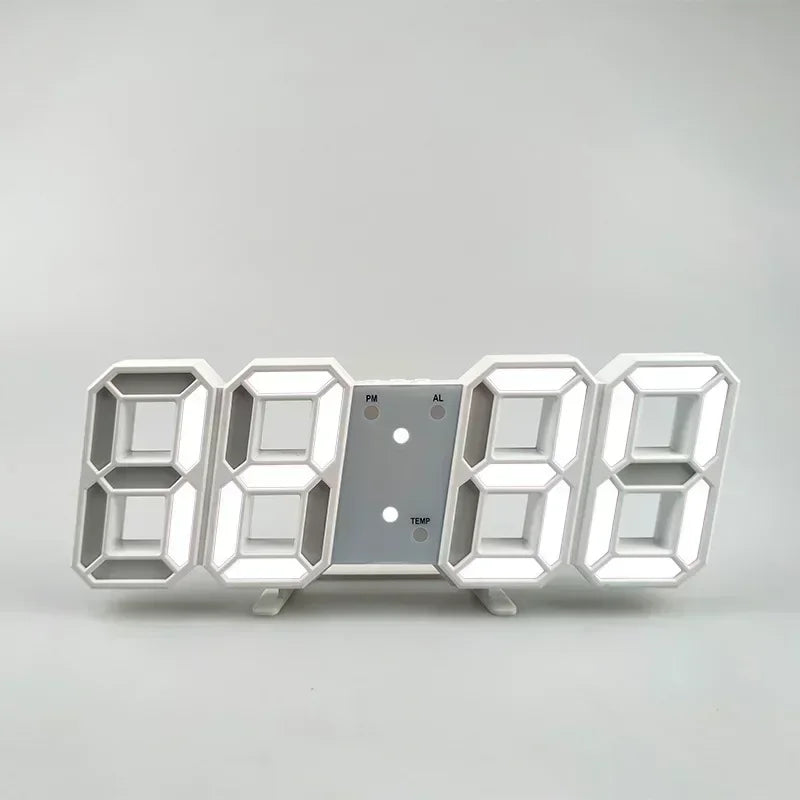 3D LED Digital Alarm Clock Wall Clock Time/date/temperature - HyperAll