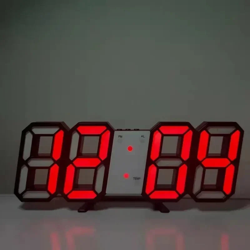 3D LED Digital Alarm Clock Wall Clock Time/date/temperature - HyperAll
